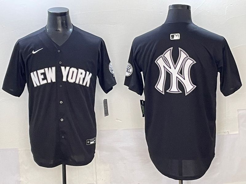 Men 2025 New York Yankees Blank Black Nike MLB Jersey style 0028->new york yankees->MLB Jersey